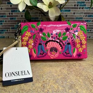 Consuela Hot Pink Floral Embroidered Crossbody